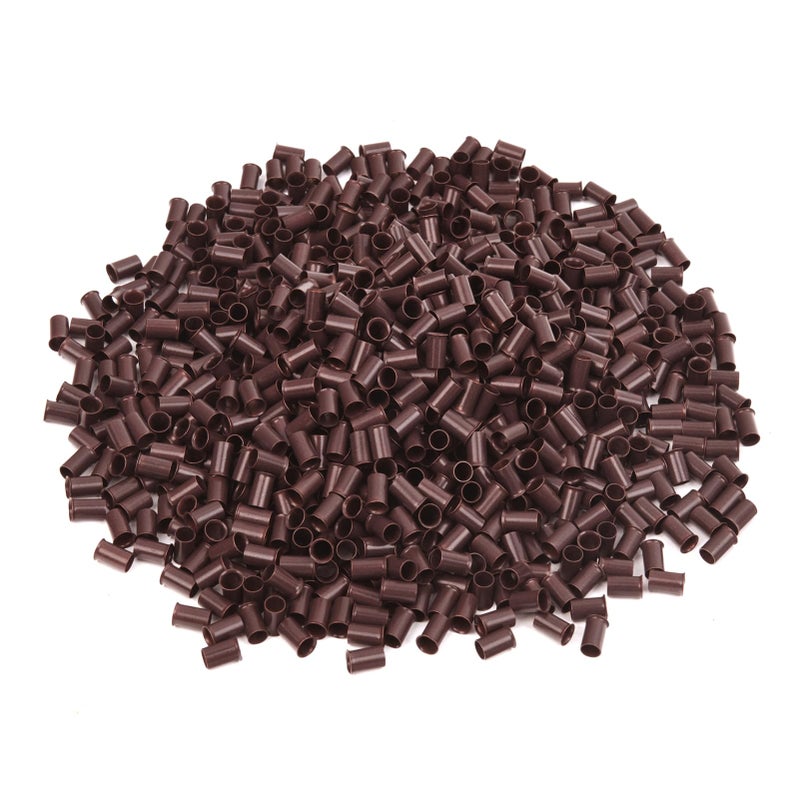 Vlasy Micro Rings Links Beads,3.4mm Microlink Beads Non-Silicone Copper Tubes Microbead for Hair Feathers,I-Tip Hair Extensions (1000Pcs, Brown) - Image 1